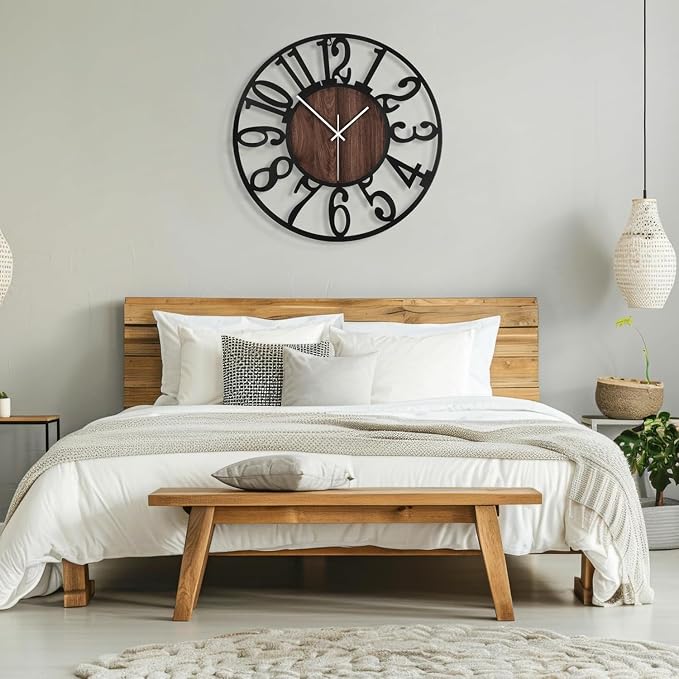 Maxstar Large Round Wall Clock for Living Room Decor Battery Operated Non - Image 7
