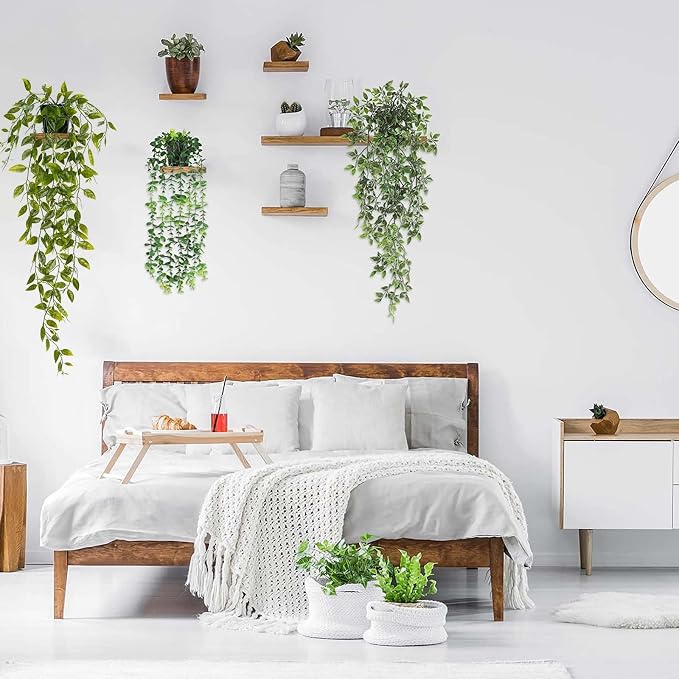 BLEUM CADE Fake Hanging Plants Mixed Set, Faux Hanging Potted Plants Greenery - Image 4