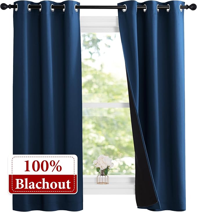 NICETOWN Moroccan Blue Full Shade Curtain Panels, Pair of Thermal Insulated & - Image 2