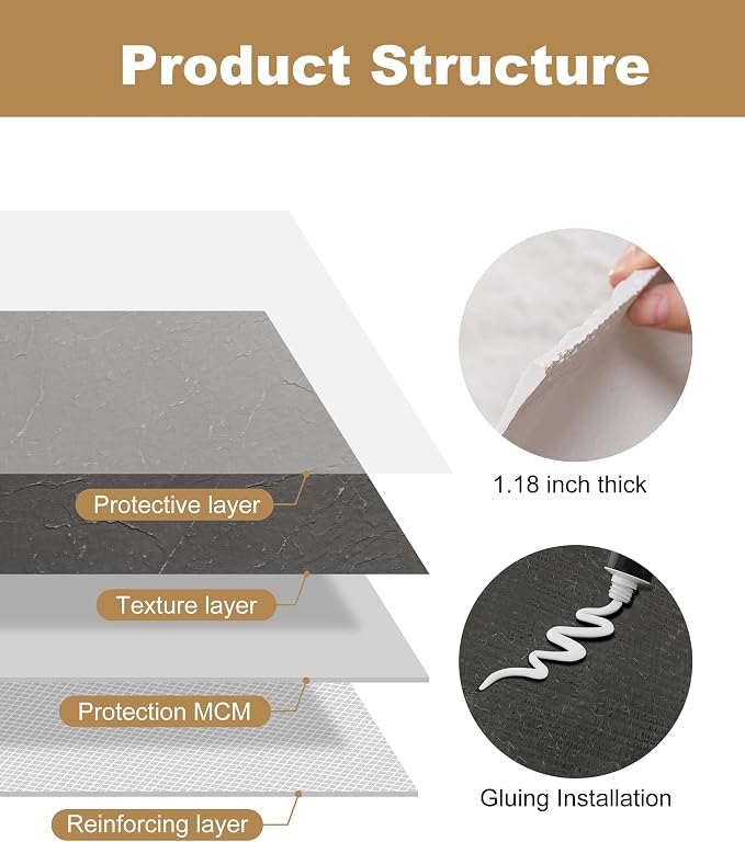 KASARO 3D Faux Stone Wall Panels, Modified Clay Material, Accent - Image 3
