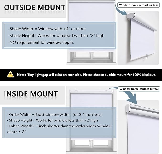 AOSKY Cordless Roller Shades Blackout Blinds - Image 6