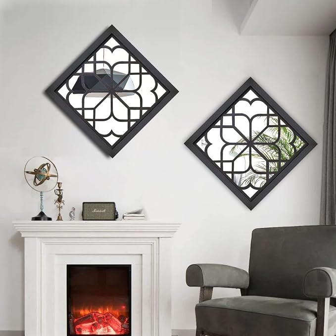 Wocred 2 PCS Square Wall Mirror, Gorgeous Rustic Farmhouse Accent Mirror - Image 4