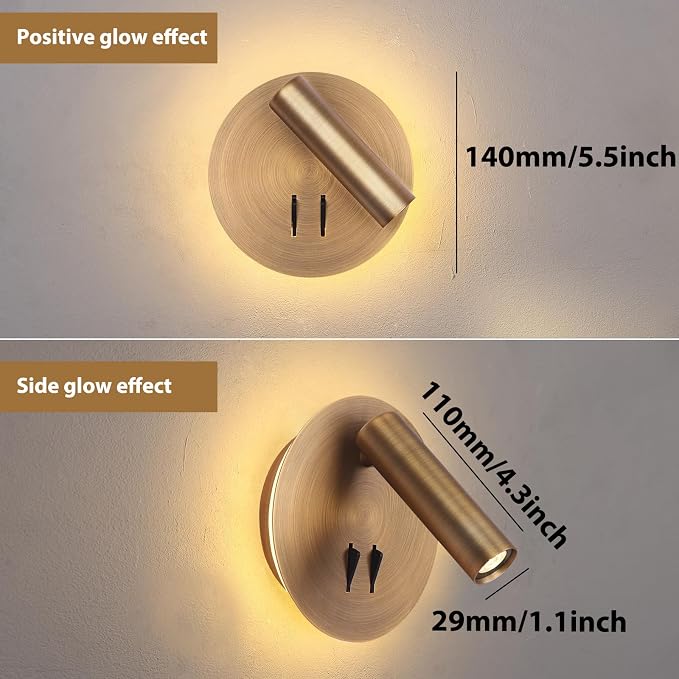 Wall Mount Reading Light for Bed, Backlight Night Wall Lamp, Hardwired Sconce - Image 3
