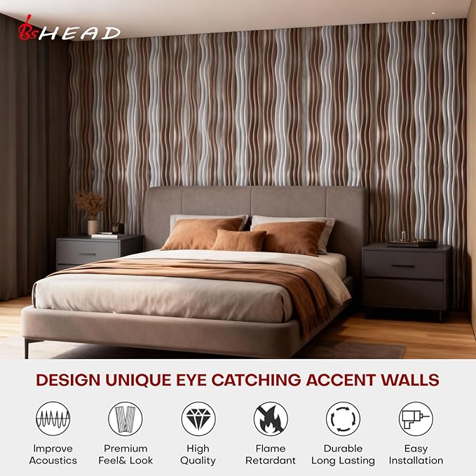 Large Acoustic Wall Panels 47.2"x23.6"x1.57"4-Pack, 3D DIY Wave Sound Proof - Image 5