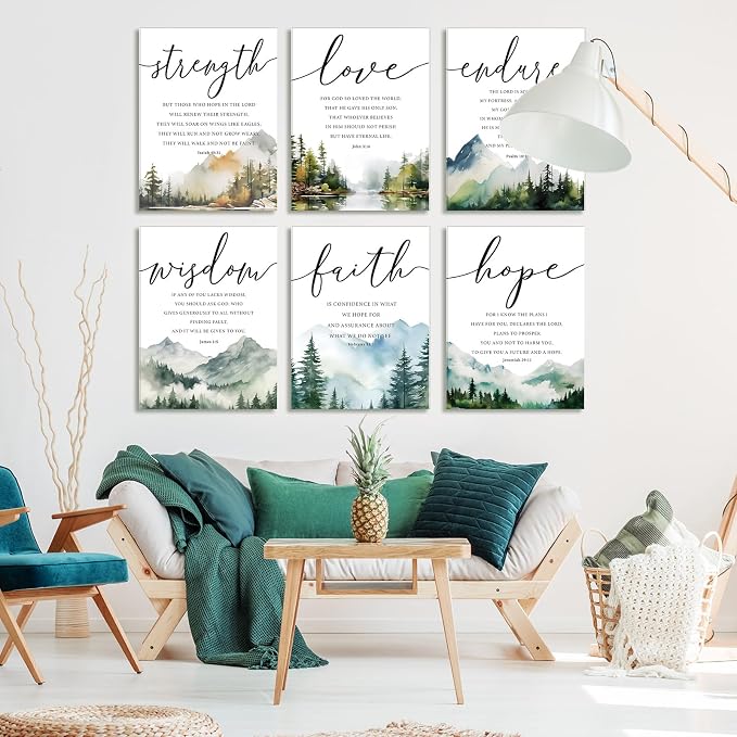 Sacubee 6 Pack Acoustic Christian Art Panels 12" x 16" Faith Hope Love - Image 5