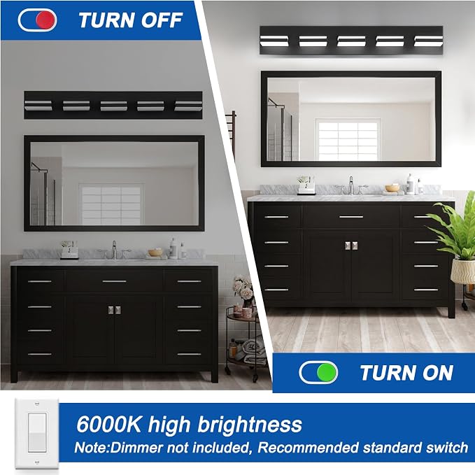 IZORRO LED Modern Bathroom Lights Fixtures, Matte Black Acrylic Wall Lighting - Image 5