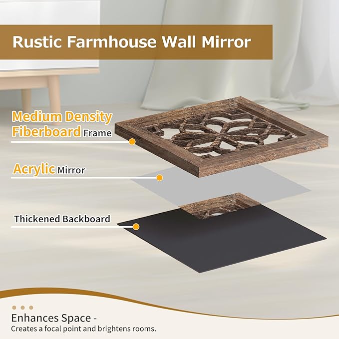 Set of 4 Boho Wall Mirrors - Image 3