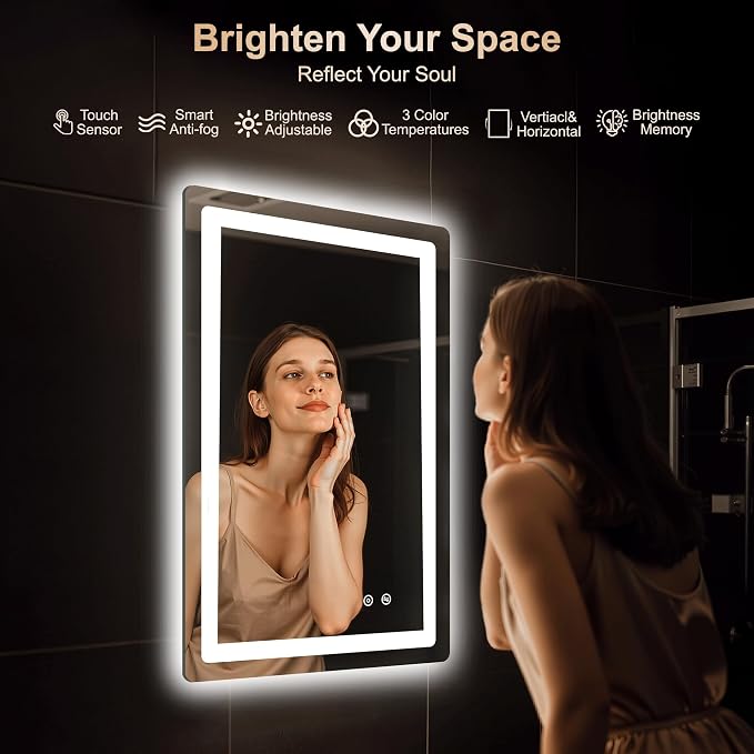 Delma LED Bathroom Mirror with Lights, 30x20 Vanity Mirror - Image 2