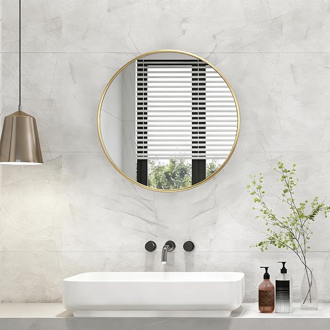 NEWBULIG 20 Inch Round Wall Mirror, Bathroom Mirror - Image 7