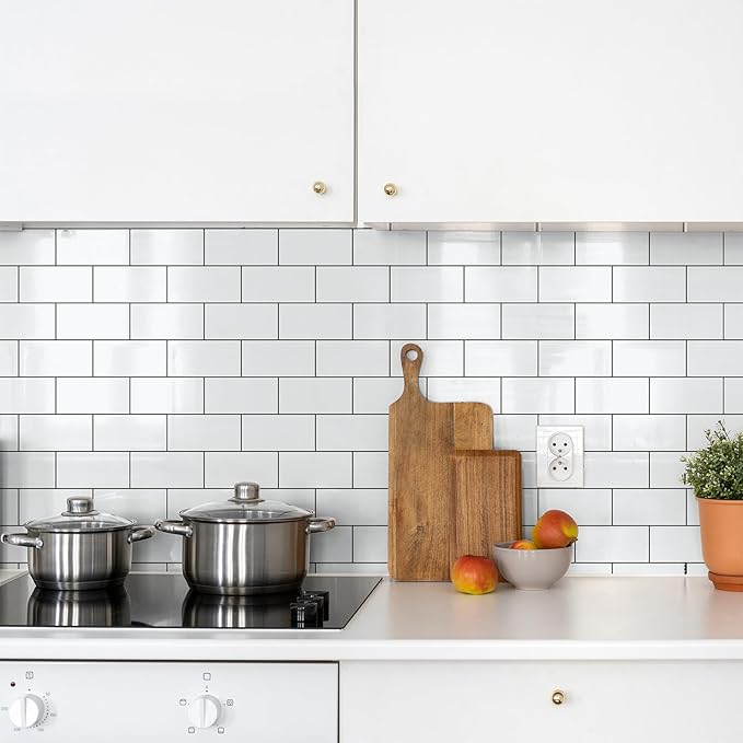 StyloVue Peel and Stick Backsplash Tile, 100-Piece 3" x 6" PVC Subway Tile - Image 3