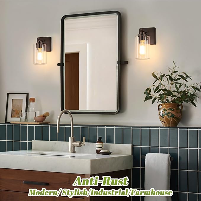 VerRon Set of 2 Wall Sconces for Bathroom, Modern Vanity Light Fixtures - Image 2
