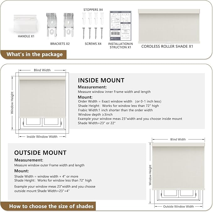 AOSKY Custom Linen Roller Blinds Shades - Image 6