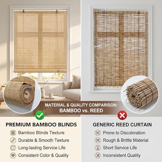 Bamboo Blinds for Interior Windows, Custom Bamboo Shades for Indoor Windows - Image 2