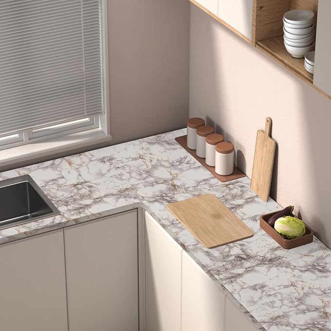 Abyssaly Marble Contact Paper Brown Peel and Stick Countertops Waterproof - Image 6