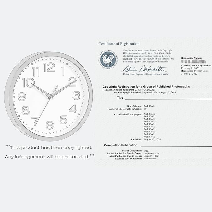 Wall Clock Silent Non-Ticking Modern Clock Battery Operated 8 Inch Small - Image 7