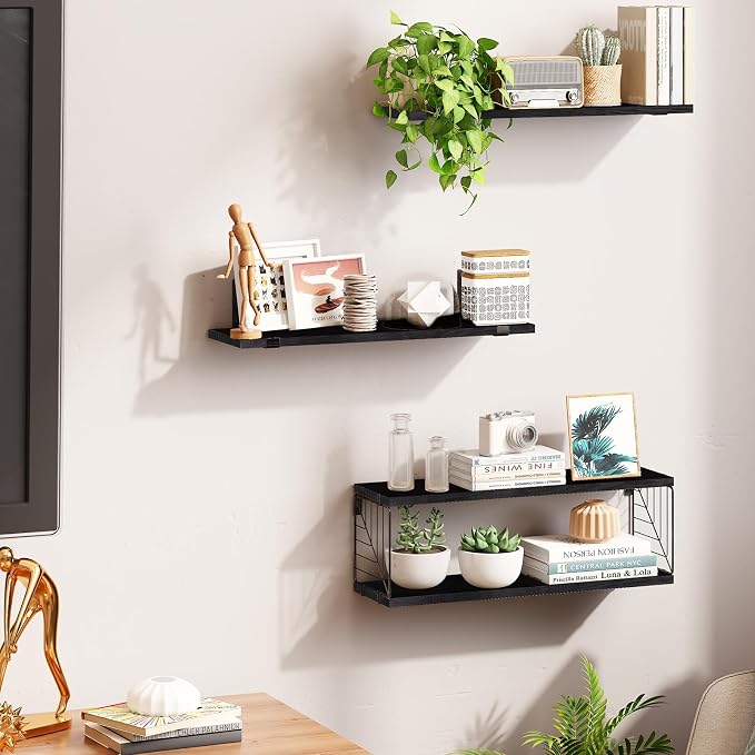 Fixwal 3+1 Tier Bathroom Floating Shelves Over Toilet, 15.8in Farmhouse Rustic - Image 6