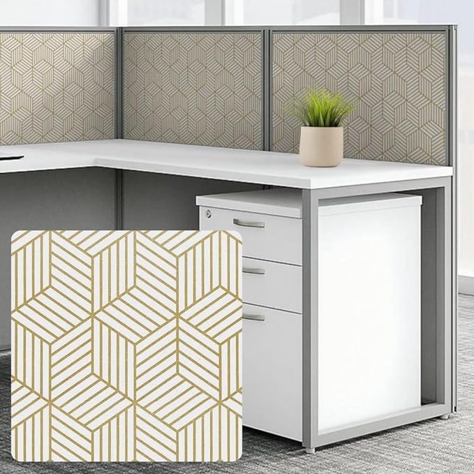 Cubicle Wallpaper for Fabric Walls Removable-Gold and White Geometric Wallpaper by HomeinBold