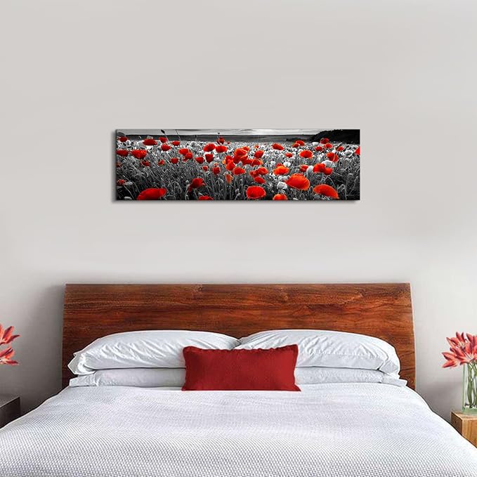 Nature Poppy Wall Art Red and Black Wall Decor Wildflower Field Landscape - Image 4