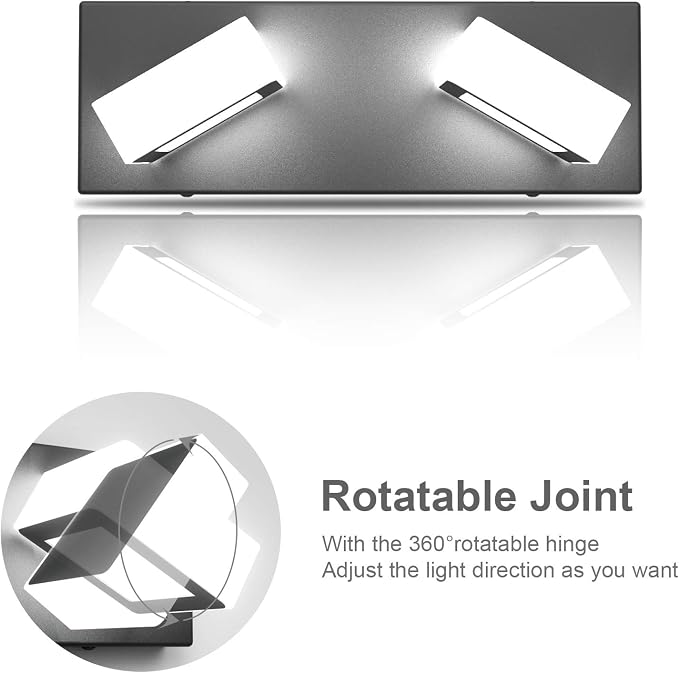Ralbay 2 Lights Black Modern Bathroom Vanity Light Acrylic LED Modern Black - Image 2