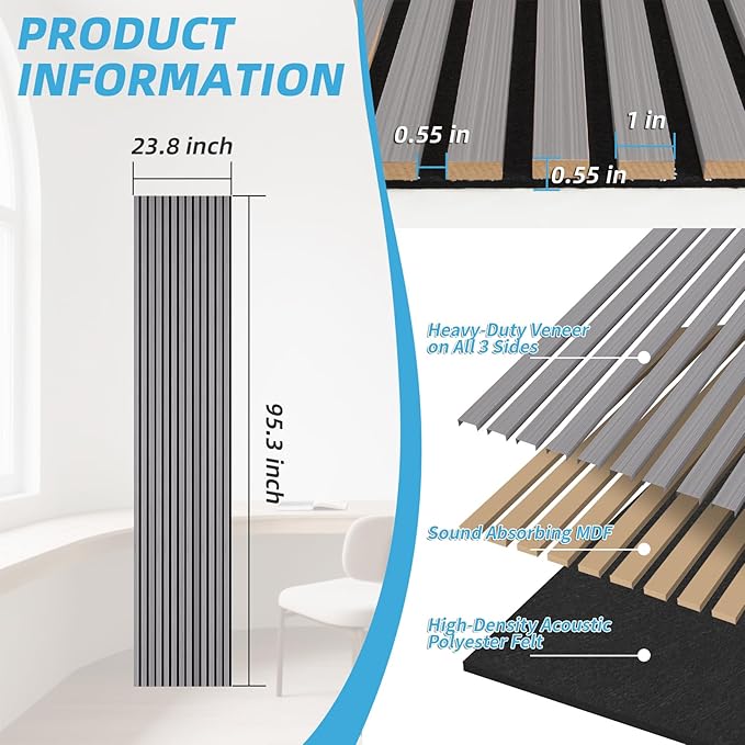 Art3d Acoustic Wood Slat Wall Panel - Image 6
