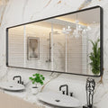 LOAAO 84x32 Inch Black Metal Framed Bathroom Mirror by LOAAO