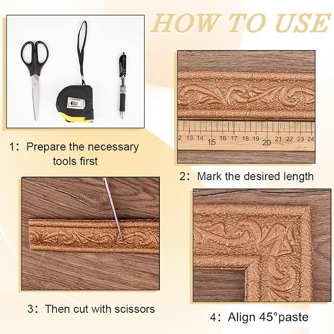 CRASPIRE 90x1.8in Peel Stick Foam Crown Molding Baseboard Trim Bronze Self - Image 5