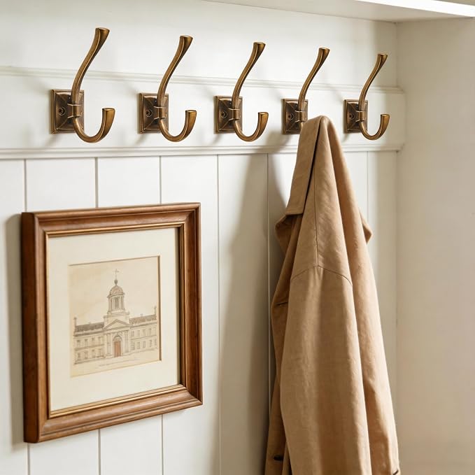 TUNNY 5 Pack Antique Design Wall Hanging Coat Hooks - Image 6