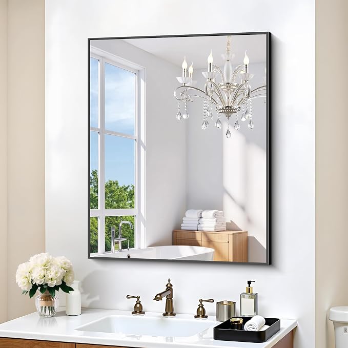 KOCUUY Black Mirror, 24x30 Inch Rectangle Bathroom Mirror by KOCUUY