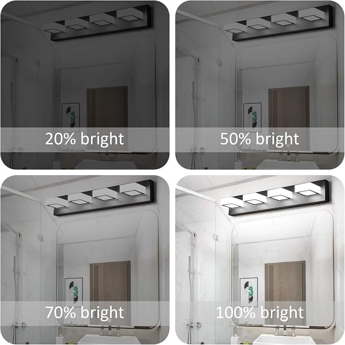 Ralbay Black Vanity Light Dimmable 4 Lights LED Modern Bathroom Vanity Lighting - Image 5