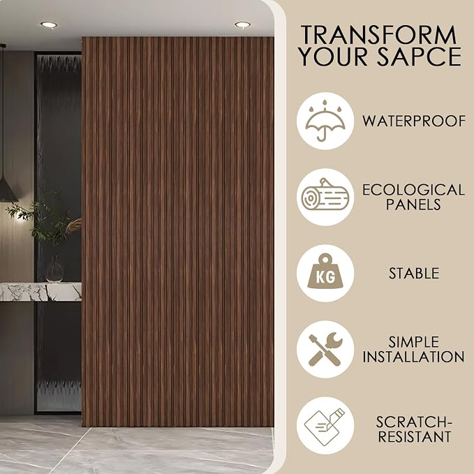 8-Pack 3D Slat Wall Panels — Soundproof Faux Wood Wall Panels - Image 4