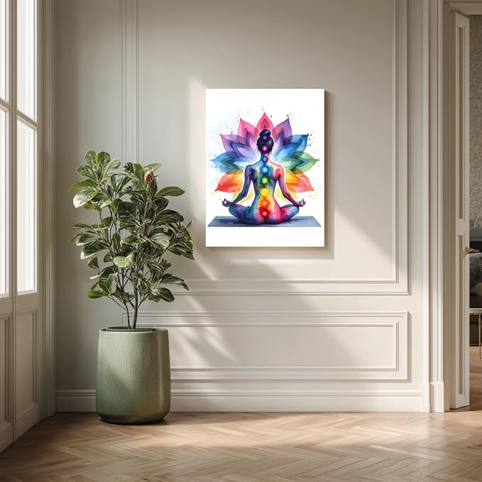 GELDSTEI Framed Zen Wall Art, Chakra Yoga Wall Decor, Colorful Meditation - Image 2