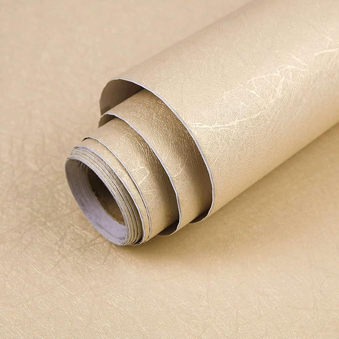 Abyssaly Gold Beige Wallpaper Peel and Stick 15.7" x 118" Removable Embossed by Abyssaly