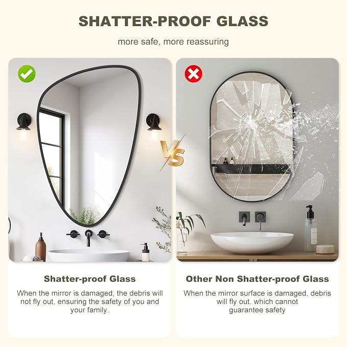 WallBeyond Asymmetrical Mirror, Irregular Wall Mirror, Wall Mirrors Decorative - Image 5