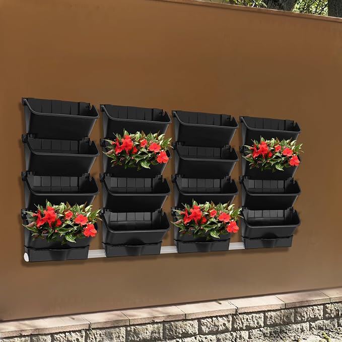 Vertical Wall Planter with 16 Pots, Hanging Garden Plant Flowerpot Holder - Image 8