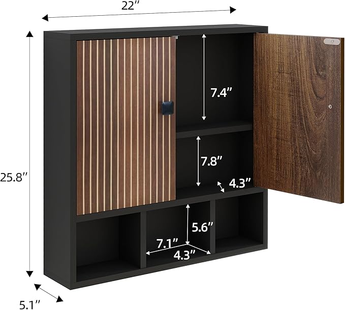 Bathroom Wall Cabinet, Wooden Medicine Cabinet - Image 2