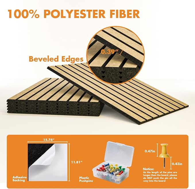 Cork Board Tiles for Wall with Push Pins, Removable 48" x 24" Slat Bulletin - Image 4