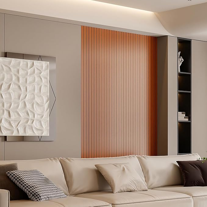 YLL YLL PVC Slat Wall Panel Peel and Stick 118"x 15.7" Faux Walnut Wood Grain - Image 3