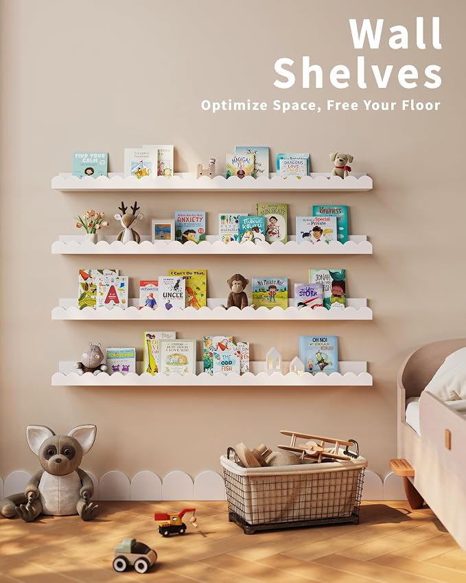Shario Nursery Book Shelves, Scalloped Shelves, Wall Book Shelves - Image 6
