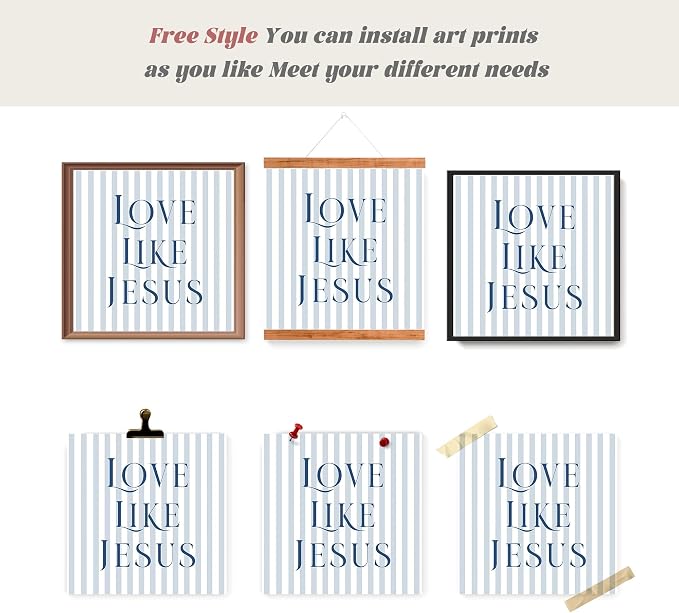 LARTSFRO Coquette Navy Blue Bow Jesus Wall Art Decor Posters, Inspirational - Image 4