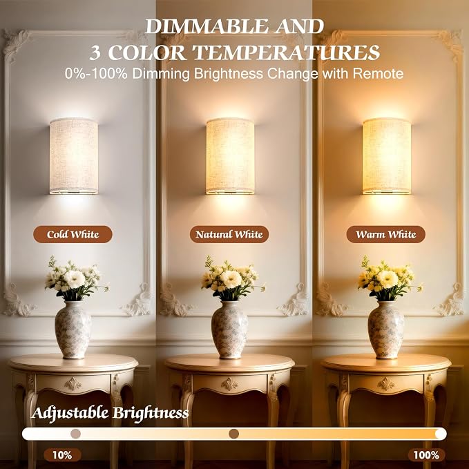 OCATO Battery Operated Wall Sconce: Wireless Wall Sconces Set of Two Magnetic - Image 2