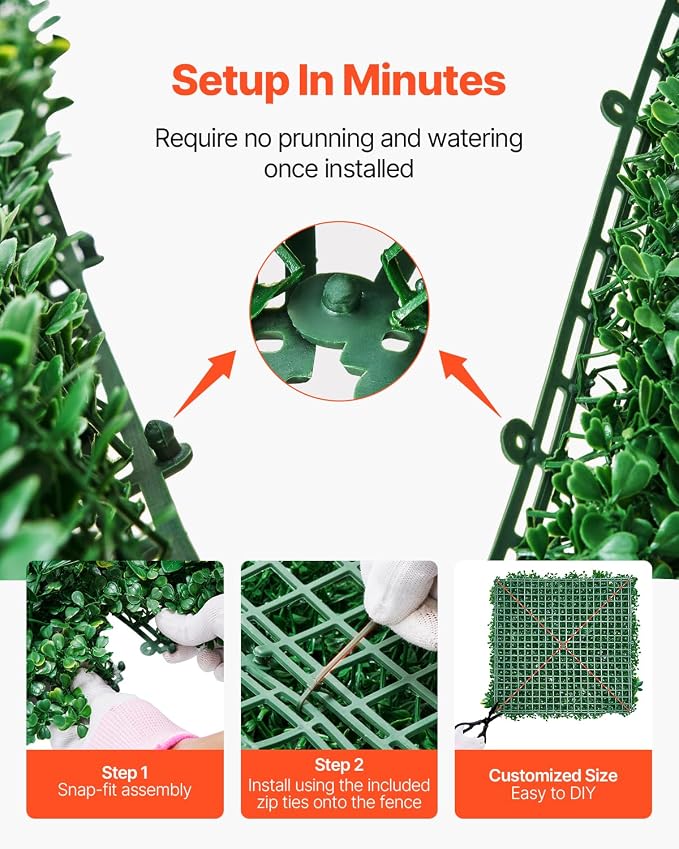 VEVOR Artificial Grass Wall Panels, 3D Combination Greenery Boxwood Panel - Image 4
