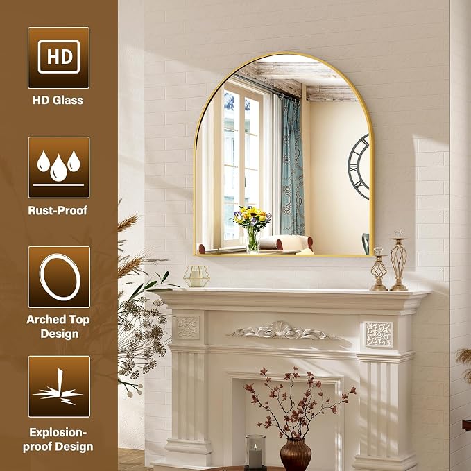 XRAMFY Arched Bathroom Mirror 32" x 34" - Image 3