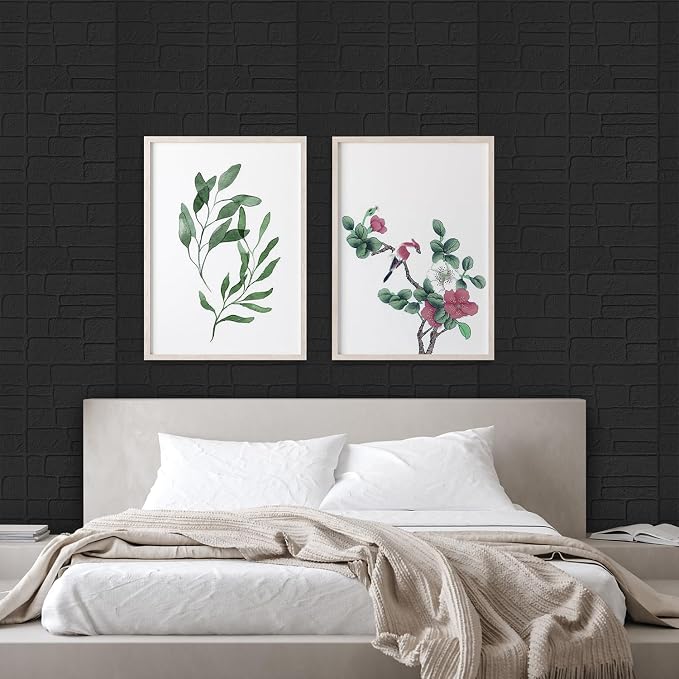 YU LI 3DH 3D Wall Panels Peel and Stick Faux Stone Wall Panel Black 20-Pack - Image 4