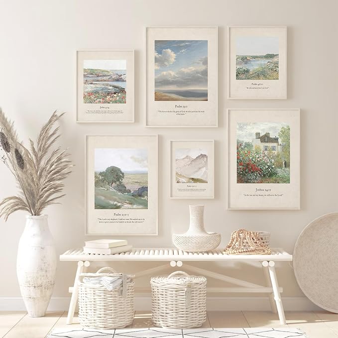 Christian Scripture Wall Art Set of 6 Bible Verse Canvas Wall Decor Psalm 23 by Unknown