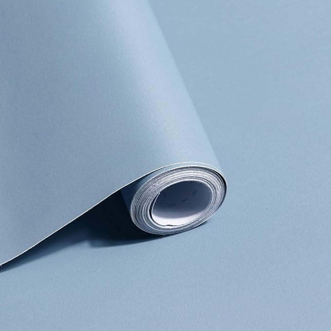 Safiyya 197"x17.7" Peel and Stick Wallpaper Blue Contact Paper Temporary Solid by SAFIYYA