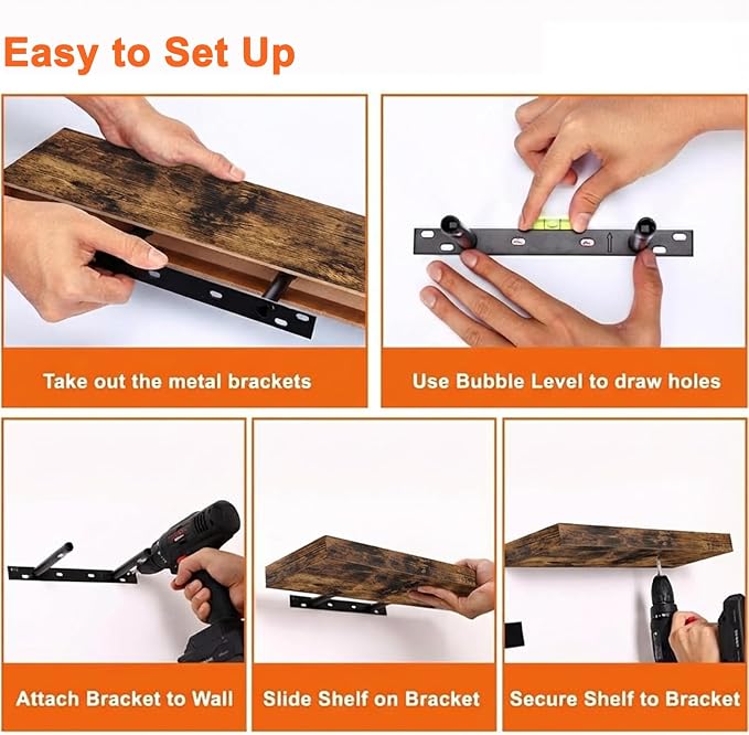 Fixwal Floating Shelves for Wall, 15.7" Wood Wall Mounted Shelves for Living - Image 7
