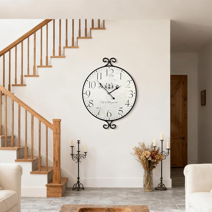 30 Inch Wall Clock for Living Room, Extra Large Farmhouse Wall Clock, Wrought - Image 9