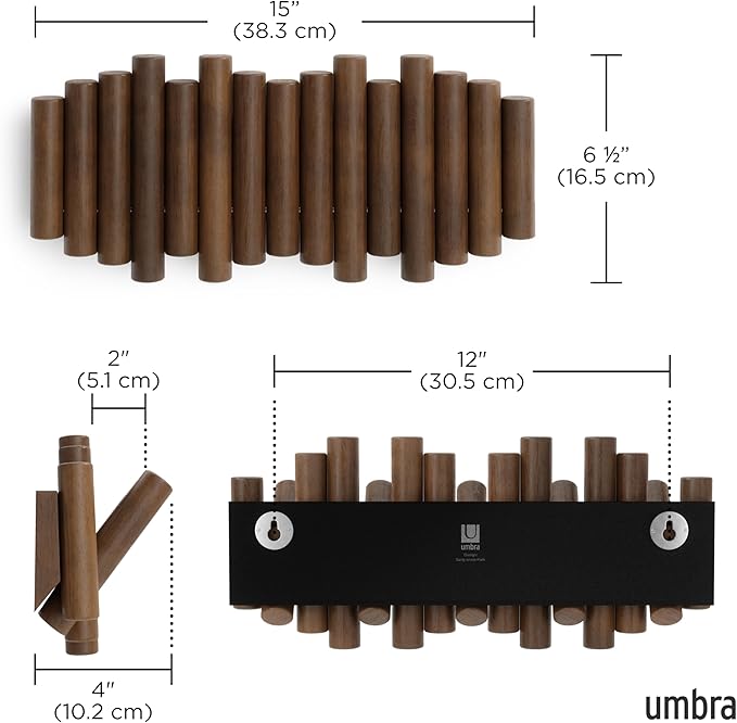 Umbra Picket Wall-Mounted Coat Rack Rail Hook - Image 3