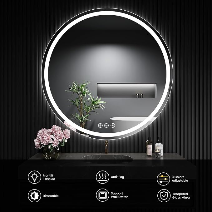 LED Bathroom Mirror 32 Inch Round Bathroom Mirror - Image 6