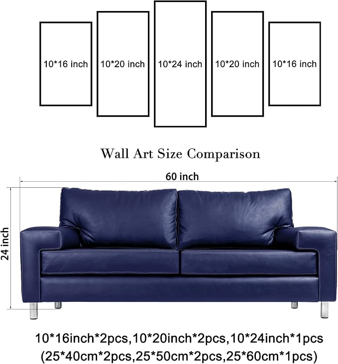 Wieco Art New York Brooklyn Bridge Canvas Wall Art Night View 5 Panels Modern - Image 5